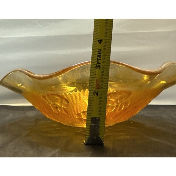 Vintage Orange Ruffled Large Carnival Glass Bowl Over 11" Diameter - Picture 5 of 8